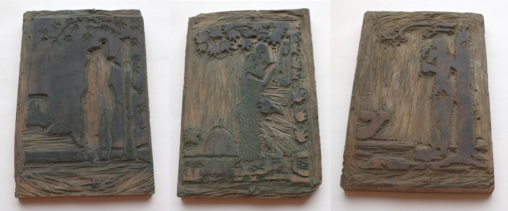 Dřevořezové štočky Cyrila Boudy pro tříbarevný soutisk – Arambe: pohádky lásky Dřevořezové štočky Cyrila Boudy pro tříbarevný soutisk – Arambe: pohádky lásky