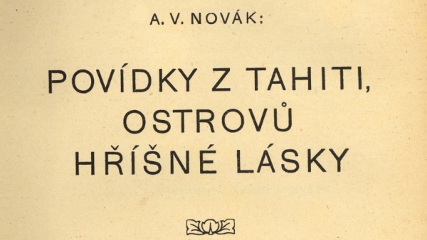 Detail titulního listu prvního vydání Novákovy nejúspěšnější knihy „Povídky z Tahiti, ostrovů hříšné lásky“ (1922). (zdroj: Národní muzeum)