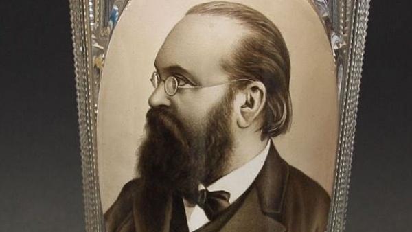 Podoba Bohuslava šlechtice Jiruše zachycená na skleněném poháru, který daroval do sbírek Národního muzea (zdroj: Národní muzeum)