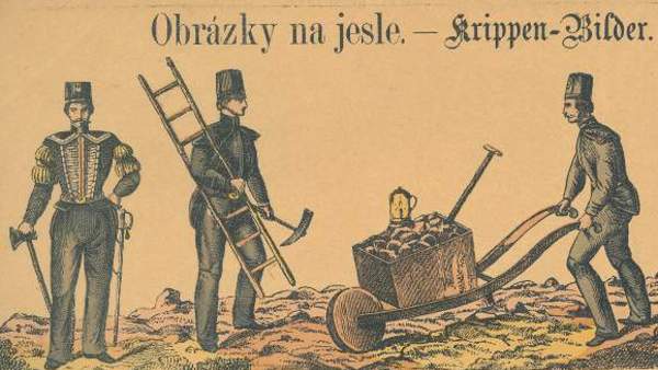 Vystřihovací betlém z hornického prostředí pochází z Příbramska (zdroj: Národní muzeum) Vystřihovací betlém z hornického prostředí pochází z Příbramska (zdroj: Národní muzeum)
