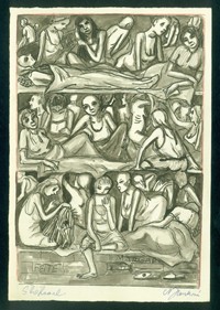 Kresba Niny Jirsíkové s názvem Šláfsaal, zachycující život v koncentračním táboře Ravensbrück (zdroj: Národní muzeum)