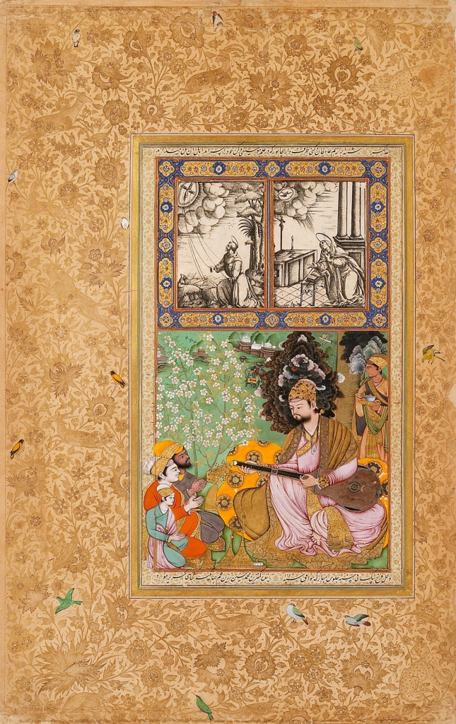 Miniatura. Miniatura A12182 s portrétem bídžápurského sultána Ibráahíma Ádilšáha II. Zdroj: Národní muzeum