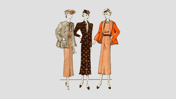 Obrázek. Odpolední komplety v módní štíhlé linii, Práce ženy 1935. Zdroj: Národní muzeum